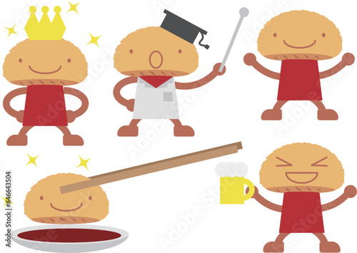 かわいい餃子キャラクターのイラストセット