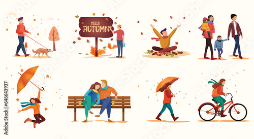 Hello Autumn. abstract Vector illustration with beautiful nature background.