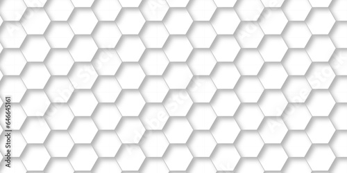 Fototapeta Naklejka Na Ścianę i Meble -  Seamless pattern with hexagons White Hexagonal Background. Computer digital drawing, background with hexagons, abstract background. 3D Futuristic abstract honeycomb mosaic white background. geometric.