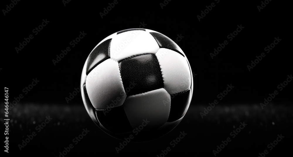 Fototapeta premium Football with spotlight on the dark background, Sport and game concept.