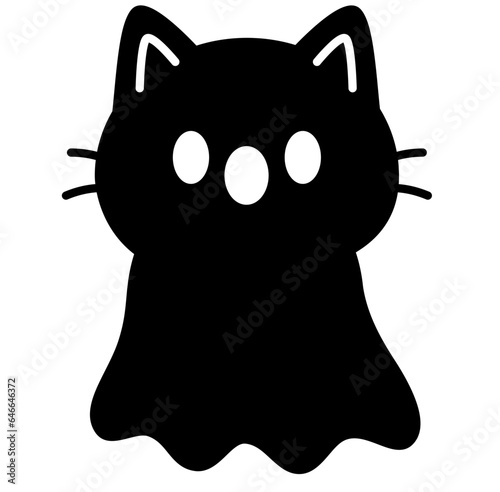 Cute kawaii cat ghost halloween cartoon silhouette
