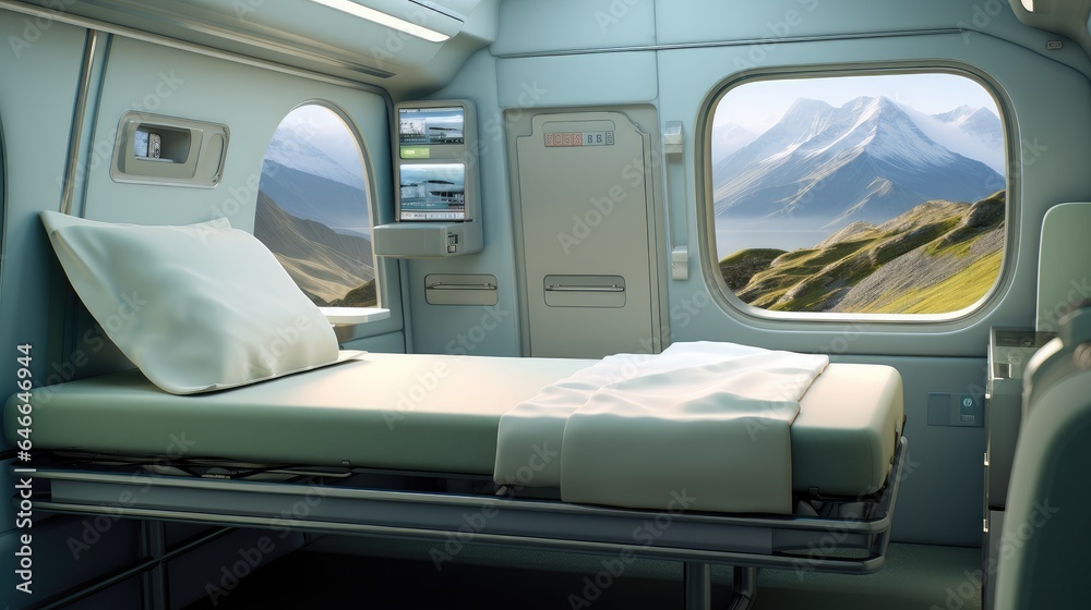 Mattresses inside the motorhome with stunning view.