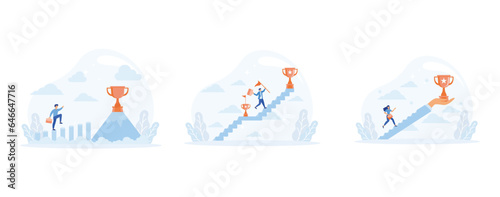 start up business to success. Continuous self development even after success, Inspiration for success. set flat vector modern illustration