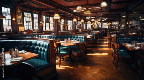 Restaurant interior, Steakhouse, barbecue and grill, Modern European restaurant. © visoot