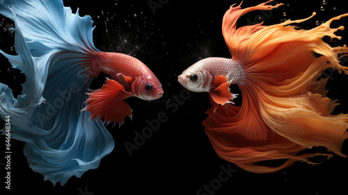 Two betta fish fighting  Battle  Colorful.