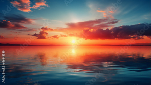 Beautiful sunset on the lake, peaceful landscape