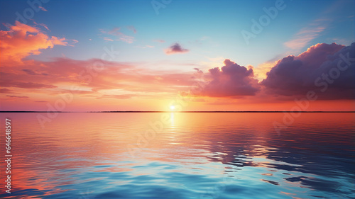 Beautiful sunset on the lake, peaceful landscape © Artyom