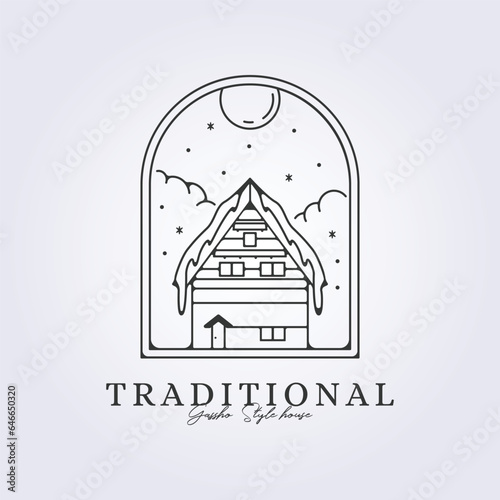 traditional japanese gasho house logo vector illustration design
