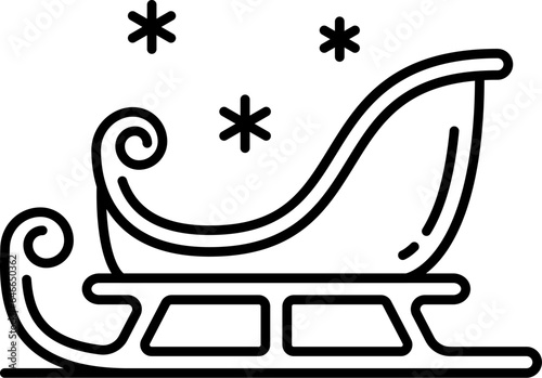 Santa Claus sleigh Christmas line icon. Christmas holiday minimal pictogram or symbol, Xmas celebration or winter season festive outline vector sign or thin line icon with Santa fairy flying sleigh