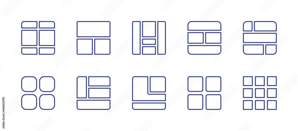 Grid line icon set. Editable stroke. Vector illustration. Containing grid, layout.
