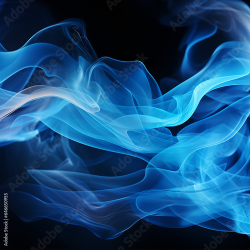 Abstract blue smoke moves on dark background. Swirling smoke. Made with generative ai