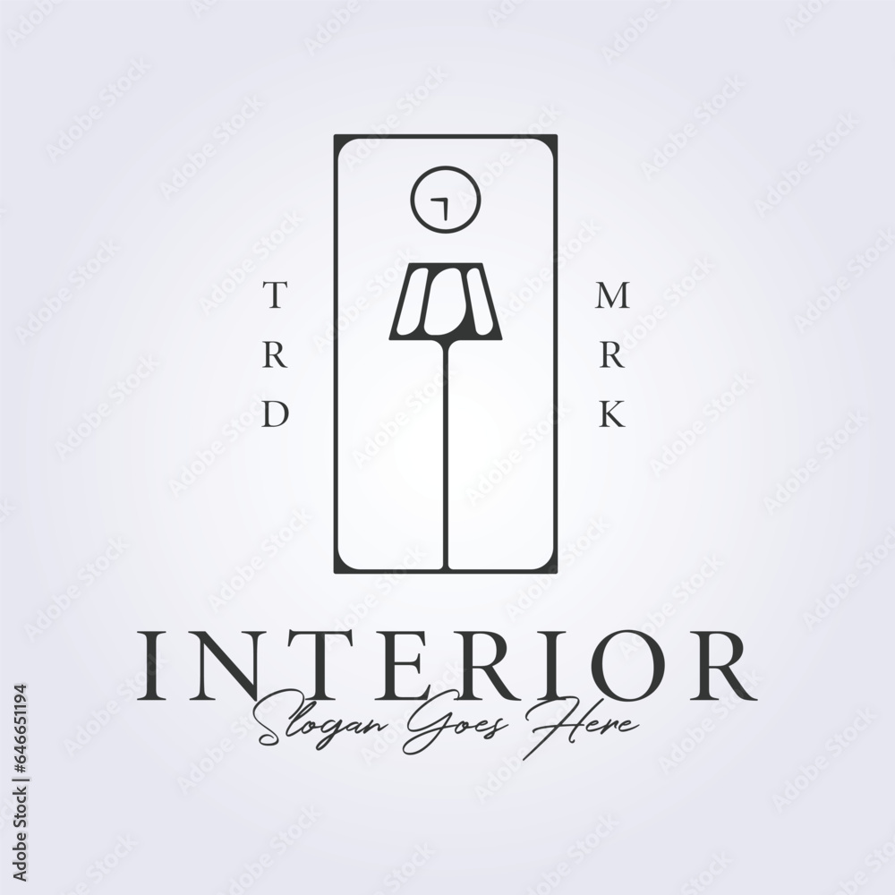 Fototapeta premium interior furniture room logo symbol icon sign vector line art illustration design