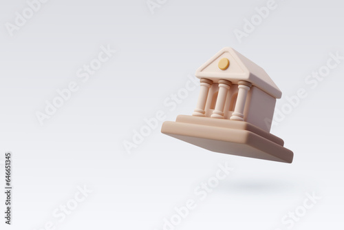 3d Vector Courthouse, Law, Judge and prosecutor concept.