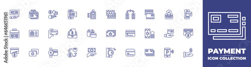 Payment line icon collection. Editable stroke. Vector illustration. Containing secure payment, online payment, credit card, smartphone, payment, money transfer, money, dataphone, calendar, and more.