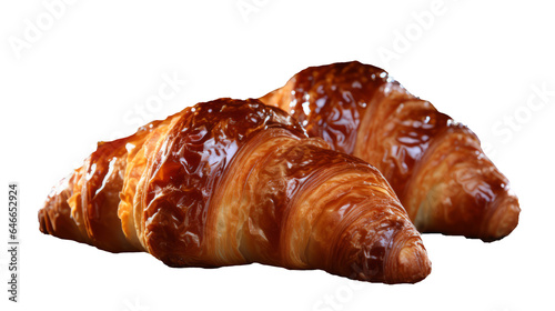 Freshly baked French croissant – a delicious puff pastry perfect for breakfast or brunch. PNG with transparent background.