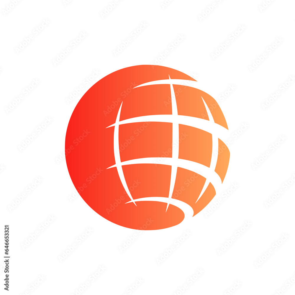 Template for globe logo design. Vector icon of the Earth. Logo concept resembling a basketball ball.