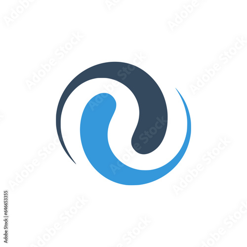 Yin and yang logo design template with an abstract circle icon.