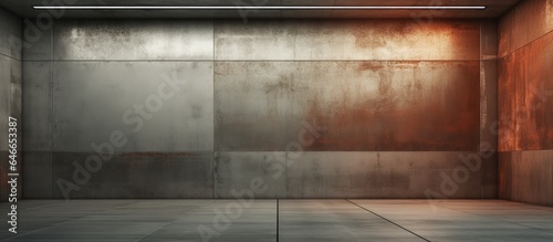 an abstract room with rusted metal and concrete background. © Vusal