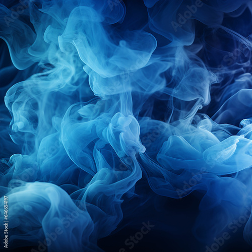 Abstract blue smoke moves on dark background. Swirling smoke. Made with generative ai