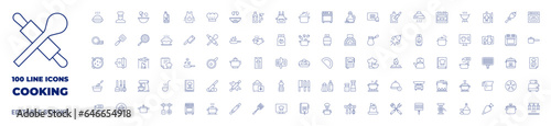 100 icons Cooking collection. Thin line icon. Editable stroke. Cooking icons for web and mobile app.