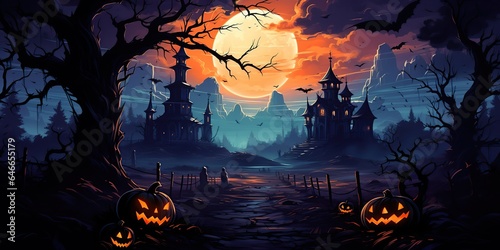 Spooky Cartoon Banners for Halloween Parties, generative AI,