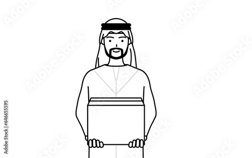 段ボールを運ぶ作業をするイスラムの男性