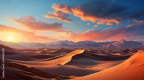 Tranquil sunset over natural desert landscape