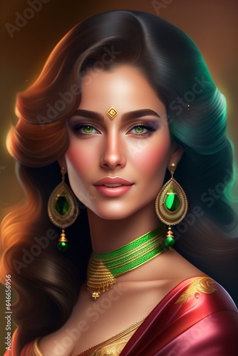 portrait of a woman with hair wearing saree