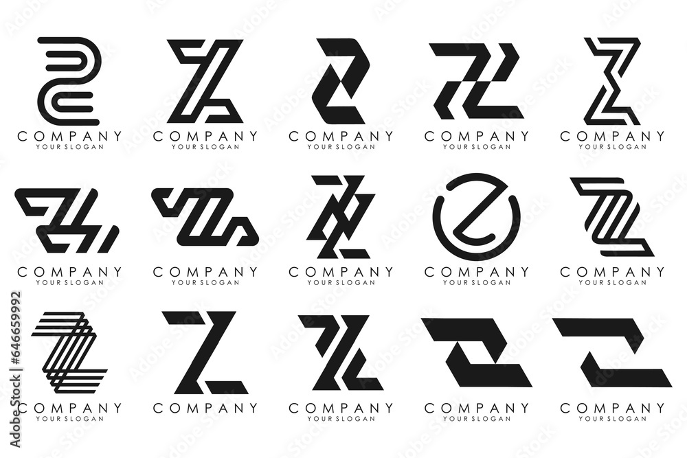 Obraz premium Set of abstract letter z logo design. icons for business of luxury, elegant, simple with black color