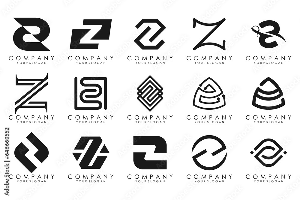 Set of abstract letter z logo design. icons for business of luxury, elegant, simple with black color