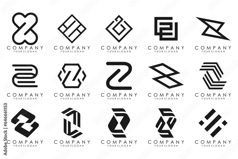 Set of abstract letter z logo design. icons for business of luxury, elegant, simple with black color Set of abstract letter z logo design. icons for business of luxury, elegant, simple with black color