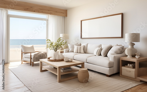 modern living room designed in a coastal style