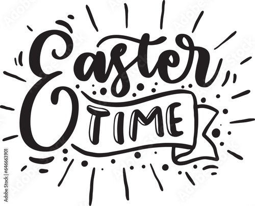 Hand written calligraphic lettering quotes Happy Easter  with egg outline  bunny face. Isolated objects on white background. Hand drawn vector illustration. Design concept for card  banner.