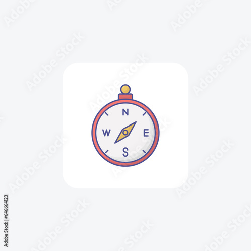 Compass Outline Fill Icon Travel And Tour Icon, Tourism Icon, Exploring World Icons