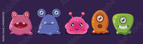 Cute Jelly Monster Funny Game Element Vector Set