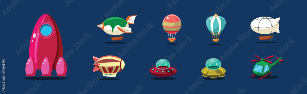 Aircraft and Different Air Vehicle for Mobile Game Vector Set Aircraft and Different Air Vehicle for Mobile Game Vector Set