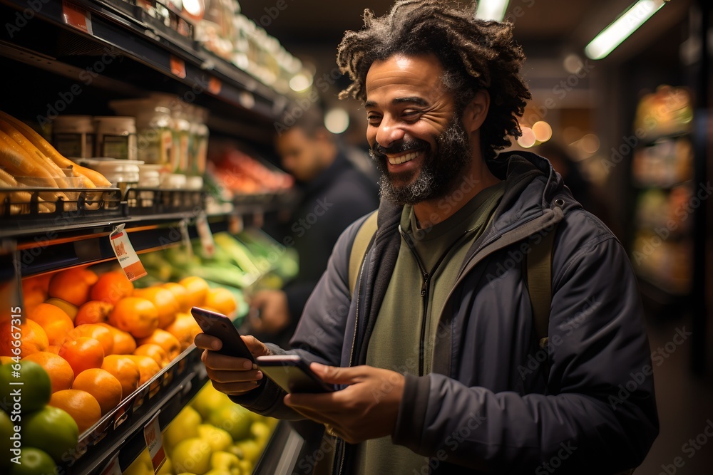 A man in a grocery store, generative AI