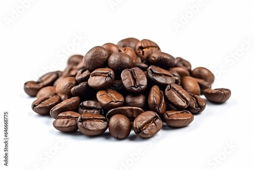 Heap Of Coffee Beans Isolated White Background