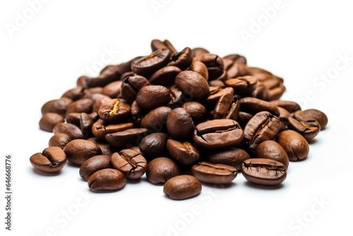 Heap Of Coffee Beans Isolated White Background
