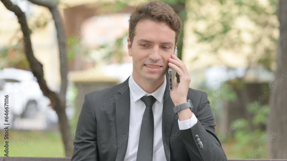 Busy Businessman Talking on Phone Outdoor Busy Businessman Talking on Phone Outdoor