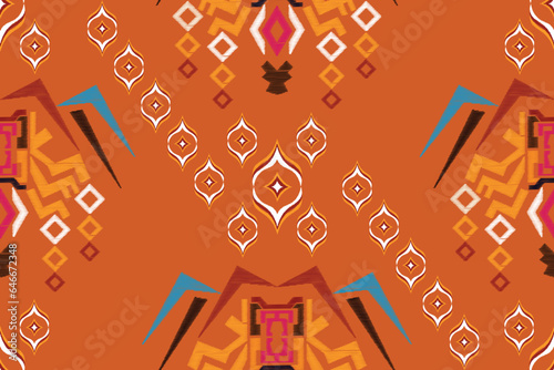 Ethnic abstract ikat art. Seamless pattern in tribal, folk embroidery, for carpets, wallpapers, garments, wrapping, fabrics, coverings, textiles and more
