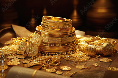 gold bangle on table. gold loan concept