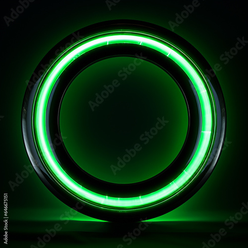 Bright green round neon lights.
