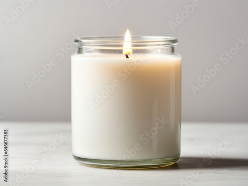 white glass jar candle mockup isolated on white background