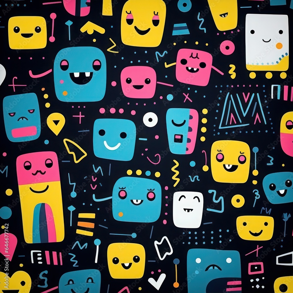 seamless pattern with funny monsters, Pattern with funny kids seamless pattern with funny monsters, Pattern with funny kids