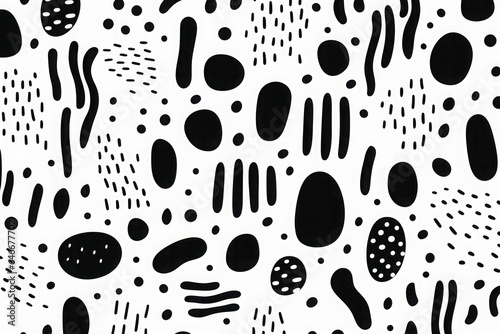 black and white background seamless pattern with cats