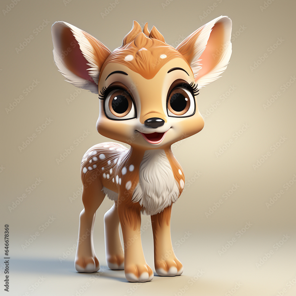 3d cartoon cute deer