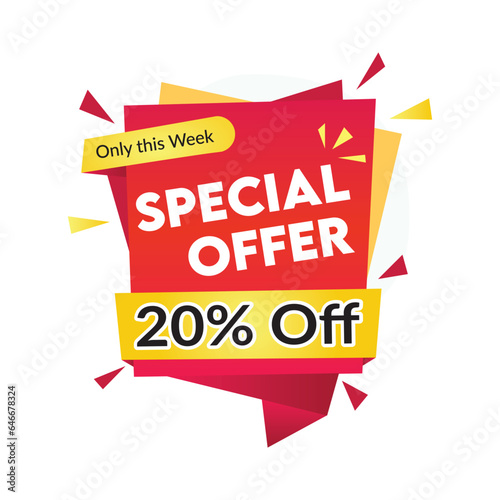 20 off sale Banner Design for special offer, promotion and advertising, vector stock