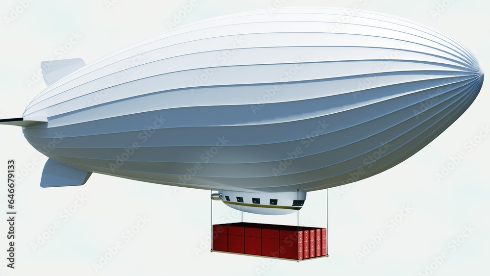 airship or dirigible balloon is carrying containers for shipping delivery in the sky 3d rendering airship or dirigible balloon is carrying containers for shipping delivery in the sky 3d rendering