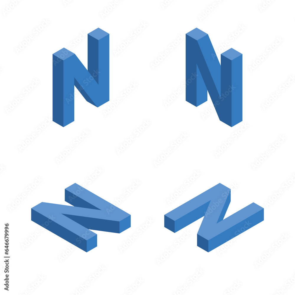 Isometric letter N. Template for creating logos. Isometric letter N. Template for creating logos.